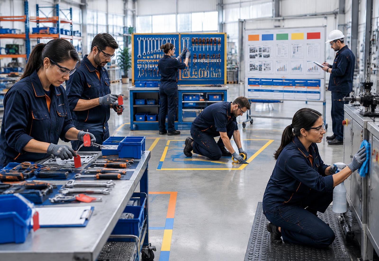 Equipo multidisciplinar implantando 5S en una zona piloto industrial